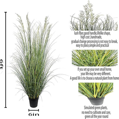 Artificial Pampas Grass Plant, 6FT Tall Faux Plants Indoor Home Decorative Artificial Plants & Flowers in Pot, Fake House Plant
