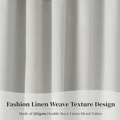 KangBang Blackout Linen Curtains 72 Inch Length 2 Panels- Back Tab Loop Pocket Light Blocking Linen Drapes for Cozy Vibes, Thermal Insulated Apartment-Friendly Curtains(52Wx72L, Light Grey)