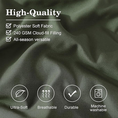 Monbix King Size Comforter Set - 7 Pieces Bed in a Bag King, Olive Green Bedding Sets with Comforter, All Seasons Down Alternative Comforter Bed Set with Sheets, Pillowcases & Shams