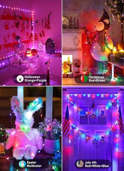 Fairy Lights- 33 FT 100 LED String Lights with Remote, 16 Colors & 6 Holiday Colors Changing Fairy Lights, Valentines String Lights with Timer, Fairy Lights for Bedroom Indoor Party Decoration
