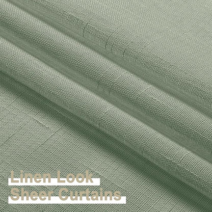 Aiyufeng Kirei Sage Green Kitchen Sheer Valance Curtains 14 Inch Length, Voile Linen Sheer Cafe Curtains for Bathroom Farmhouse Country Light Filtering Short Window Curtain 1 Panel(Green, 60 W x 14 L)