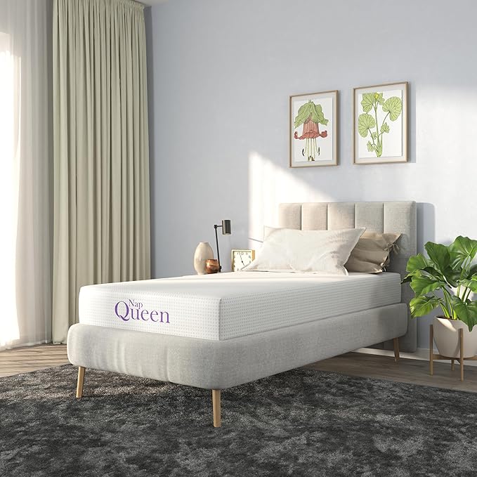 NapQueen 8 Inch Twin Size Mattress, Bamboo Charcoal Memory Foam Mattress, Bed in a Box