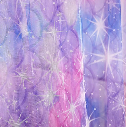 Mengersi Tie Dye Canopy Bed Curtains with Lights,Gradient Ombre Bed Canopy for Girls,Canopy for Bed Princess Bed Drapes for Girls Room Decor(Full,Purple)
