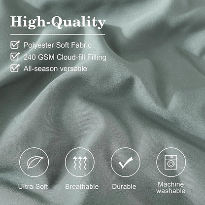 Monbix California King Size Comforter Set - 7 Pieces Bed in a Bag California King, Sage Green Bedding Sets, All Seasons Down Alternative Comforter Bed Set with Sheets, Pillowcases & Shams
