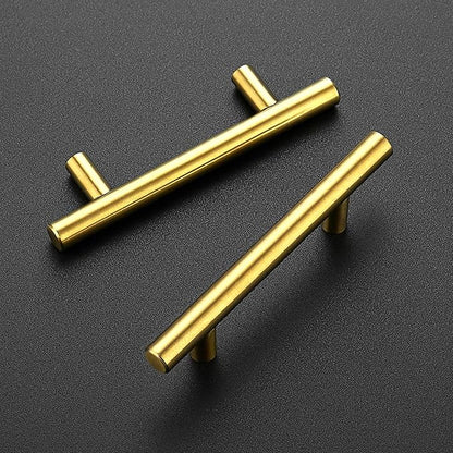 Ravinte 3 Pack 5 Inch Cabinet Pulls Brushed Brass Stainless Steel Kitchen Drawer Pulls Cabinet Handles 5”Length, 3” Hole Center