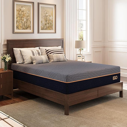 EGOHOME 12 Inch Twin Mattress,Copper Gel Cooling Memory Foam Mattress for Back Pain Relief,Therapeutic Mattress Bed in a Box, Made in USA, CertiPUR-US Certified, 38x75x12 Black