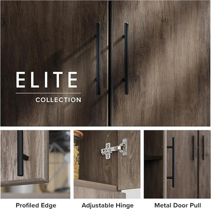 Prepac Elite 32" Storage Cabinet, Gray Storage Cabinet with Hanging Rail and Shelves for Living room, Kitchen ang Laundry Room 24.5" D x 32" W x 65" H