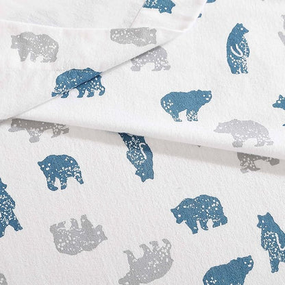 Eddie Bauer- Full Sheet Set, Cotton Flannel Bedding Set, Brushed for Extra Softness, Cozy Home Décor (Bear Mountain Grey, Full)