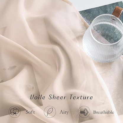 NICETOWN Taupe Sheer Curtains 72 inches Long, Grommet Light Filtering Window Treatments Airy & Breathable Soft Drapes for Bedroom/Home Office, W54 x L72, 2 Panels