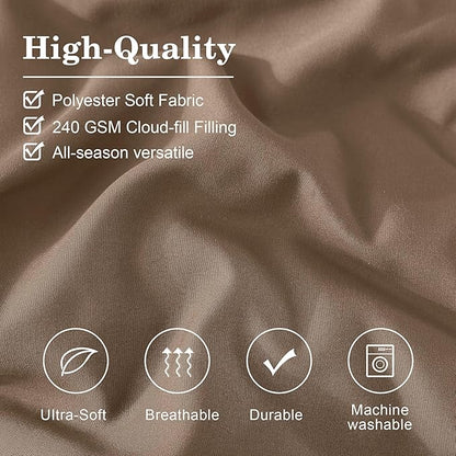 Monbix King Size Comforter Set - 7 Pieces Bed in a Bag King, Raw Umber Bedding Sets with Comforter, All Seasons Down Alternative Comforter Bed Set with Sheets, Pillowcases & Shams