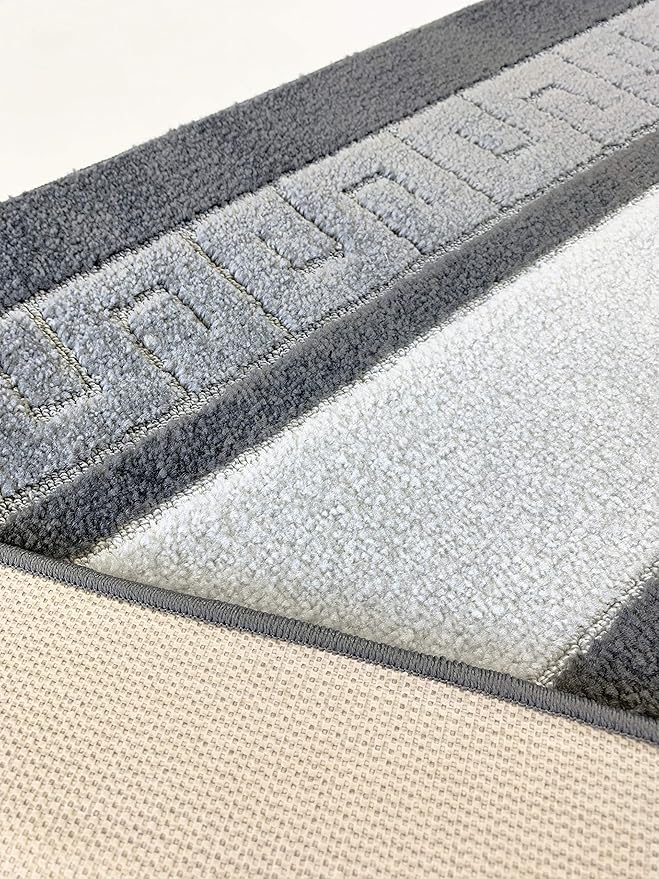 Custom Length Cut to Size Ancient Latin Hellenic Motif Carpet Runner Rug for Hallways, Non Slip Rubber Backed, 31 inch Wide X Customized Length, Greek Key Grey, 31 inch X 24 feet
