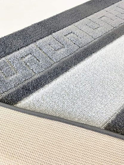 Custom Length Cut to Size Ancient Latin Hellenic Motif Carpet Runner Rug for Hallways, Non Slip Rubber Backed, 31 inch Wide X Customized Length, Greek Key Grey, 31 inch X 28 feet
