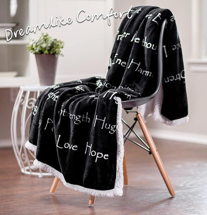 Chanasya Premium Sympathy Warm Hugs Gift Throw Blanket - Healing Gift Cancer Chemo Survivor Get Well Caring Gifts - Comfort Gift Blanket for Love Support Strength - Women Men Friend Grandpa - Black