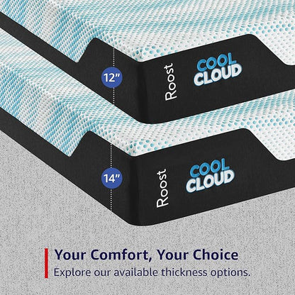 ROOST SLEEP Memory Foam Mattress, 14-Inch California King – Cool Cloud Gel Foam Bed with Soft Support and Cooling Relief – Spacious Pressure-Relieving Mattress