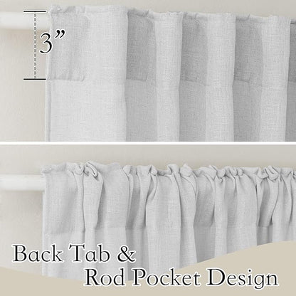 RYB HOME Semi Sheer Curtains - Natural Linen Textured Blend Sheer Curtains Light Glare Filtering Privacy Window Curtaind for Living Room Bedroom Dining, Dove Grey, W 52 x L 108 inch, 1 Pair