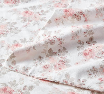 Laura Ashley - Flannel Sheets Twin Size, Anti-Pilling & Wrinkle Resistant Cotton, Touchably Soft for All-Season Comfort - Bed Sheets with Matching Pillowcase & Fitted Sheet (Lisalee Pink)