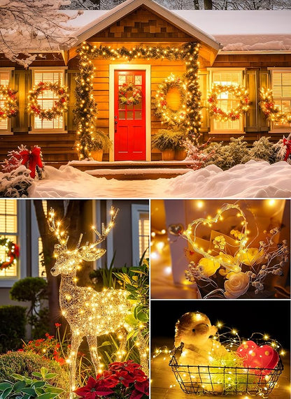 Minetom Fairy Lights Battery Operated with Remote, 66Ft 200 LED Waterproof String Lights Indoor Outdoor, Starry Twinkle Light for Christmas Home Bedroom Wedding DIY Centerpiece Decor