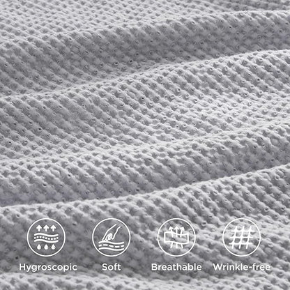 Bedsure Cotton Duvet Cover Set - 100% Cotton Waffle Weave Grey Duvet Cover Oversized King Size, GentleSoft™ and Breathable Bedding Set for All Season, 3 Pieces, 120"x98"