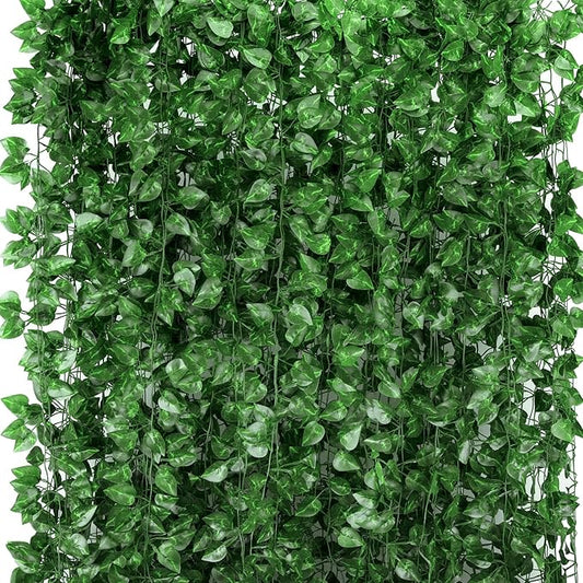 Tbestmax 237 Feet 36 Pack Artificial Ivy Leaf Plants, Green Vine Leaves, Greenery Hanging Garland, Fake Foliage Flowers for Home Kitchen Garden Office Wedding Wall Decor