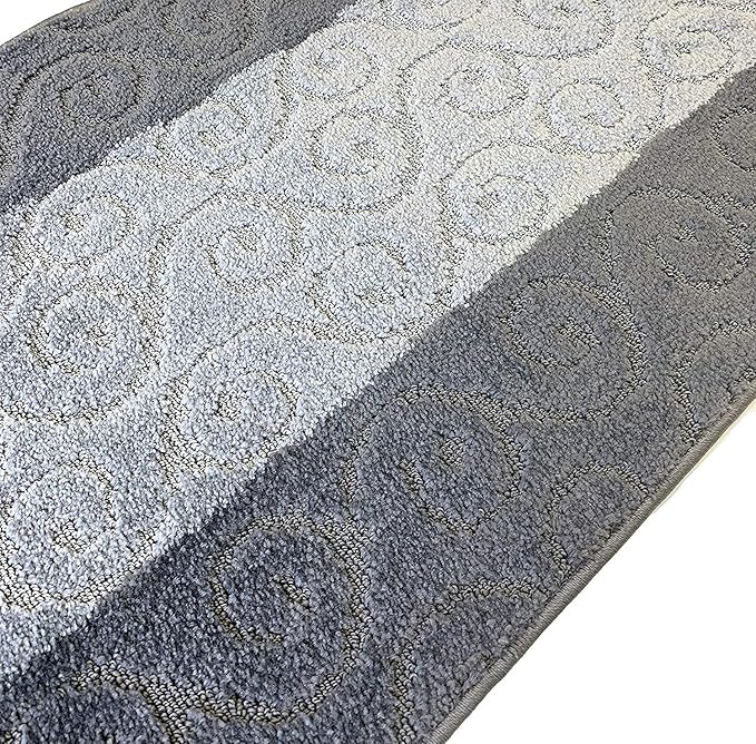 Custom Size Modern Runner Rug Carpet for Hallway Entryway Foyer Kitchen, Slip Resistant Latex Rubber Backed 31 inch Wide X Customized Length, Scroll Grey, 31 inch X 10 feet