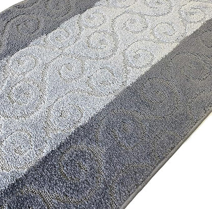 Custom Size Modern Runner Rug Carpet for Hallway Entryway Foyer Kitchen, Slip Resistant Latex Rubber Backed 31 inch Wide X Customized Length, Scroll Grey, 31 inch X 17 feet