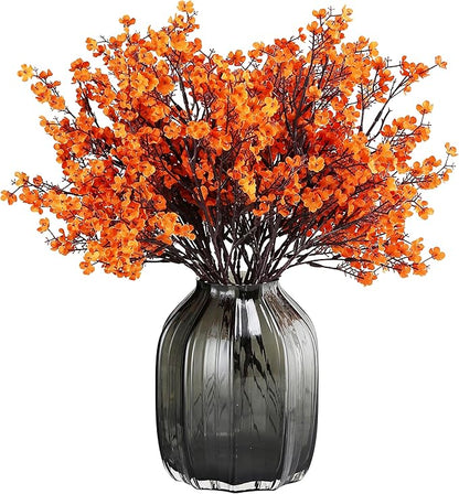 JAKY-Global Babys Breath Orange Silk Artificial Flowers 20 Bundle European Fake Silk Plants Decor Wedding Party Decoration Bouquets Real Touch DIY Home Garden (Orange 20pcs)