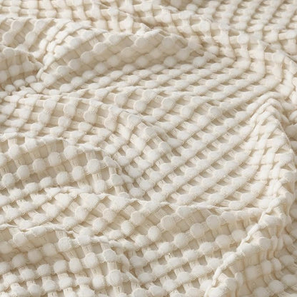 Bedsure Cooling Cotton Waffle Queen Size Blanket - Lightweight Breathable Blanket of Rayon Derived from Bamboo for Hot Sleepers, Light Beige, 90x90 Inches
