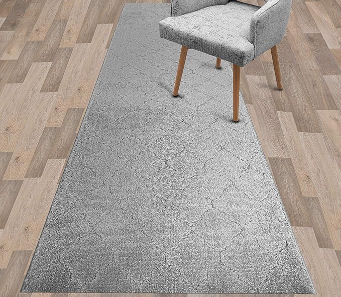 Custom Size Modern Runner Rug Carpet for Hallway Entryway Foyer Kitchen, Slip Resistant Latex Rubber Backed 31 inch Wide X Customized Length, Clouds Grey, 31 inch X 22 feet