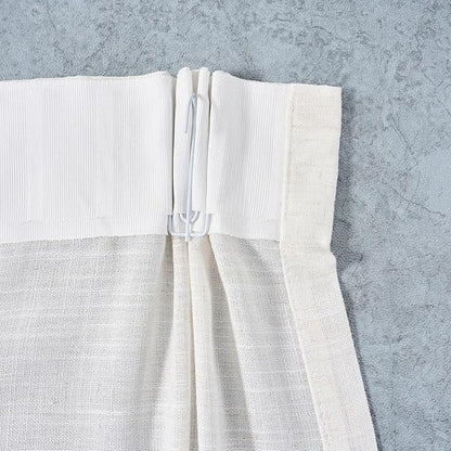 Neutral Linen Semi Sheer Curtains 84 Inches Long, Cream Textured Light Filtering Drapes for Living Room, Modern Farmhouse Window Decor, Privacy Pinch Pleat Curtain with Hooks