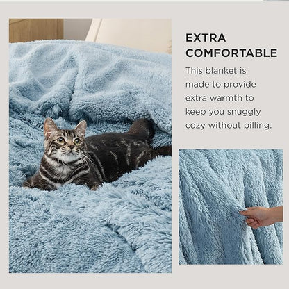 Bedsure GentleSoft Fluffy Light Sky Blue Throw Blanket, Dusty Baby Blue Decor Gifts for Women Men, Soft Cozy Fuzzy Plush Warm Minky Thick Sherpa Fleece Faux Fur Throw Blanket for Couch Bed, 50x60