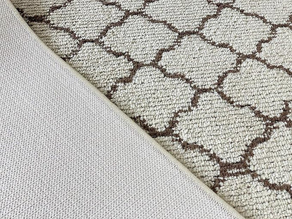 Custom Size Modern Runner Rug Carpet for Hallway Entryway Foyer Kitchen, Slip Resistant Latex Rubber Backed 31 inch Wide X Customized Length, Trellis Beige, 31 inch X 16 feet