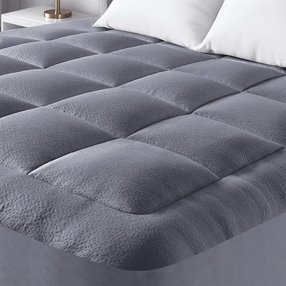 Ultra Soft Full XL Size Mattress Topper - Viscose Made from Bamboo Pillow Top Mattress Pad for Back Pain Relief - Naturally Cooling for Hot Sleepers, Gray