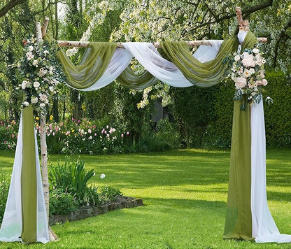 Warm Home Designs 30 Feet Long Sheer Sage Green Window Scarf. These XXL Length Valance Window Scarves 54 X 360 Inches in Size. Great as Bed Canopy or Wedding Arch Draping Fabric. AM Sage 360"