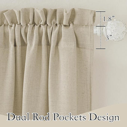 RYB HOME Semi Sheer Curtains 84 incehs, Rod Pocket for Living Room Bedroom Office Dining, Beige, W 52 x L 84, 2 Panels