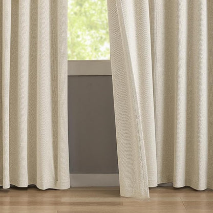 KangBang Pinch Pleated Blackout Curtains 95 Inches Long for Sliding Glass Door, 60” Wide Pinch Pleat Curtains for Living Room 2 PCs, Room Divider Elegant Modern Home Decor(60Wx95L, Natural Beige)