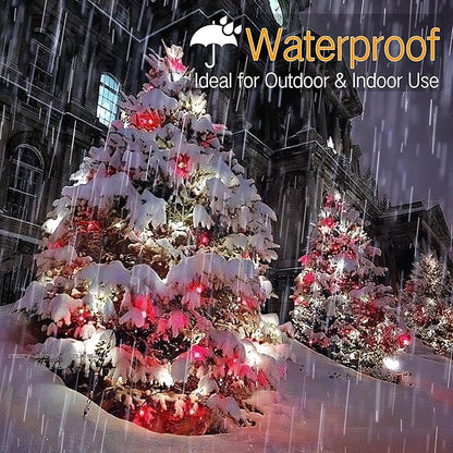 Brizled Red & White Christmas Lights, 33ft 100 LED Christmas String Lights, 5MM Wide Angle Xmas Tree Light Connectable, 120V UL Certified Mini Xmas Light for Indoor Outdoor Tree Room Party, Green Wire