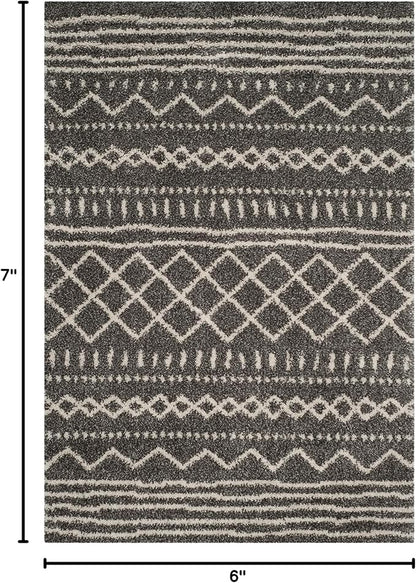 SAFAVIEH Arizona Shag Collection Area Rug - 5'1" x 7'6", Brown & Ivory, Moroccan Design, Non-Shedding & Easy Care, 1.6-inch Thick Ideal for High Traffic Areas in Living Room, Bedroom (ASG741B)