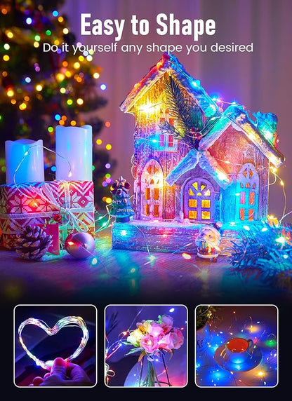 Minetom Fairy Lights Battery Operated, 33Feet 100 LEDs Mini Battery Powered String Lights, Waterproof Twinkle Lights Mason Jar Lights for Indoor Home Wedding Christmas Decoration, Multicolor