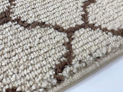 Custom Size Modern Runner Rug Carpet for Hallway Entryway Foyer Kitchen, Slip Resistant Latex Rubber Backed 31 inch Wide X Customized Length, Trellis Beige, 31 inch X 24 feet