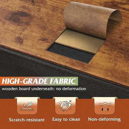 WLIVE Night Stand Set 2, Dresser and Nightstand Sets, Nightstands with 2 Fabric Drawers, End Tables for Bedroom, Bedside Furniture, College Dorm, Rustic Brown Wood Grain Print, Size L