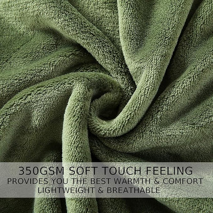 HOZY Soft Blanket Twin Size Fleece Warm Fuzzy Throw Blankets for The Bed Sofa Lightweight 350GSM Green 66"*90"
