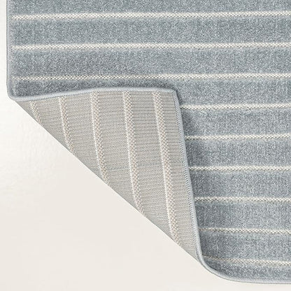 Eyely NCS101F-3 Odense High-Low Minimalist Angle Geometric Light Blue/Cream 3 ft. x 5 ft. Indoor/Outdoor Area Rug, for Home, Backyard, Patio, Porch, Bedroom, Kitchen, Living Room