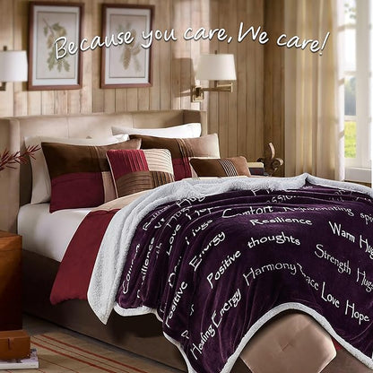 Chanasya Healing Warm Hugs Gift Throw Blanket - Sympathy Gift Breast Cancer Chemo Survivor Get Well Caring Gifts - Comfort Purple Gift Blanket for Love Support Women Friend - Aubergine