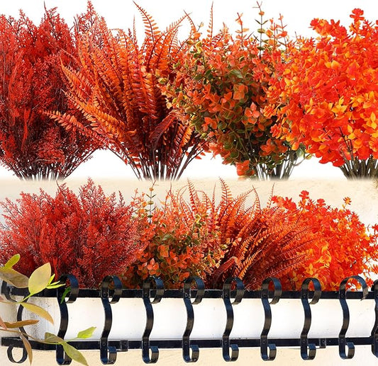 Crowye 40 Bundles Artificial Fall Flowers for Outdoor Decoration UV Resistant Faux Mums Plastic Plants for Garden Cemetery Porch Window Fireplace Patio Home Indoor Autumn Thanksgiving Fall Decor
