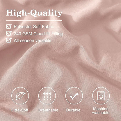 Monbix Full Comforter Set - 7 Pieces Light Pink Bed in a Bag Full Size Bedding Sets with Comforters, All Seasons Down Alternative Comforter with Sheets,Pillowcases & Shams