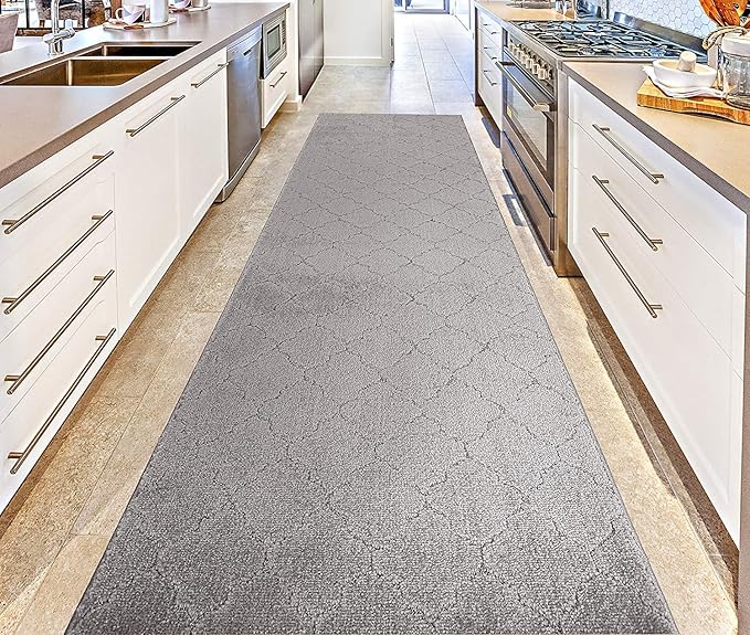 Custom Size Modern Runner Rug Carpet for Hallway Entryway Foyer Kitchen, Slip Resistant Latex Rubber Backed 31 inch Wide X Customized Length, Clouds Grey, 31 inch X 12 feet