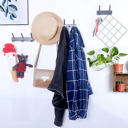 WEBI Coat Rack Wall Mounted,2 Coat Hooks for Hanging Coats,Hook Rack Hook Rail Coat Hanger Wall Coat Rack with Hooks for Clothes,Jacket,Black