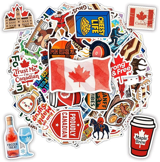 100 Pcs Canada Travel Stickers Pack Nature Food Canadian Sticker Vinyl Waterproof Funny Car Decals Decor Water Bottles Scrapbook Hard Hat Toronto Gift for Kid Men Women