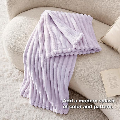 Bedsure GentleSoft Lavender Fog Fleece Blanket for Couch - Cozy Soft Blankets for Women, Cute Small Throws for Girls, 50x60 Inches
