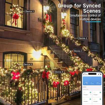 BrizLabs Smart Christmas Lights, 66FT 200 LED Warm White Christmas Fairy Lights with App/Voice Control, Multiple Modes with Playlist Function, Dimmable Light String, Music Sync Party Light Green Wire